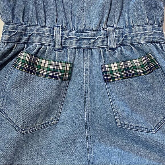 Lauren Brooke Vintage 1980's Denim & Plaid Overalls Romper Women's Size MED - Picture 4 of 16